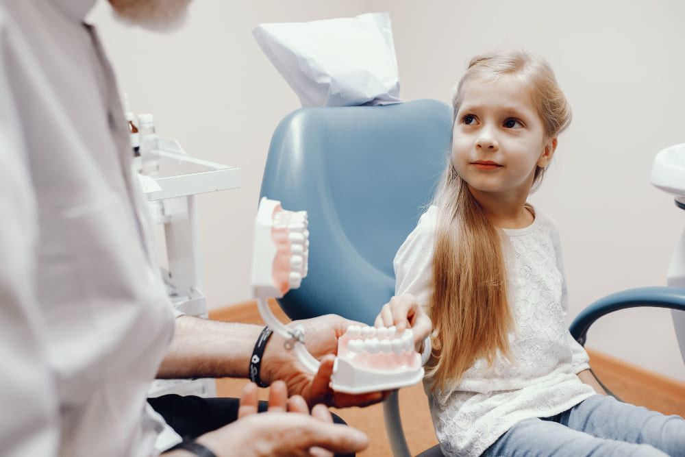 Child getting dental check-up